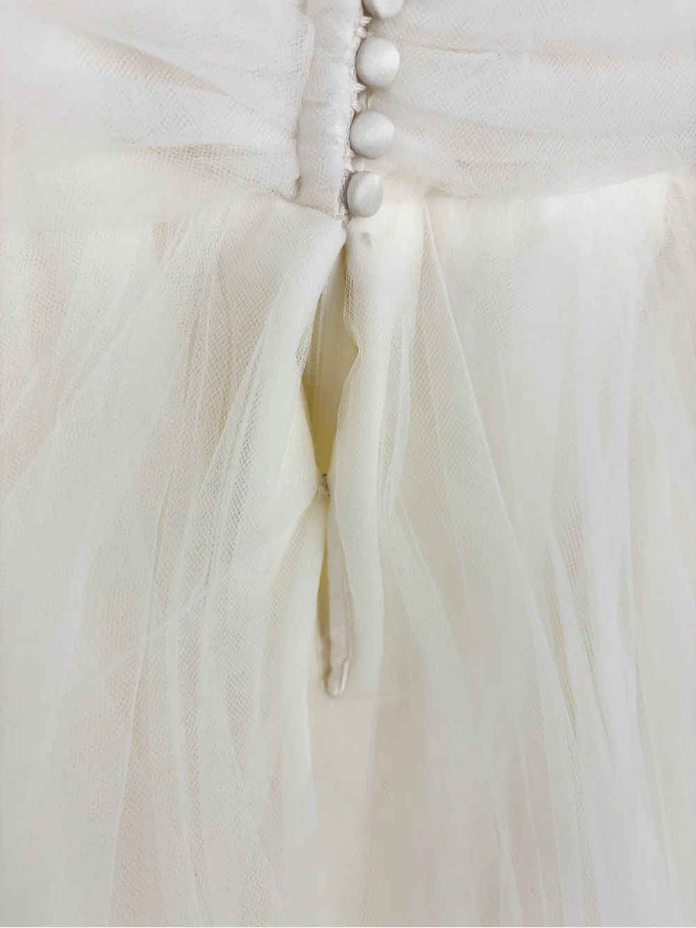 Vintage Oscar de la Renta Ivory Tulle Strapless Wedding Gown Sz S - Picture 13 of 16